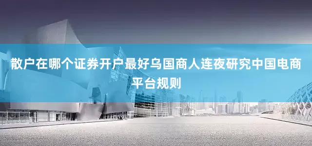 散户在哪个证券开户最好乌国商人连夜研究中国电商平台规则